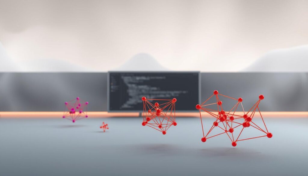 A sleek, minimalist composition showcasing the core elements of TensorFlow's tensor structure. In the foreground, vibrant, geometric TensorFlow tensors float against a muted, ethereal backdrop, their intricate shapes and connections illuminated by soft, directional lighting that casts subtle shadows. The middle ground features a sophisticated, monochromatic interface, hinting at the powerful computational framework that underpins the tensors. The background is shrouded in a subtle, atmospheric haze, creating a sense of depth and focus on the central subject matter. The overall mood is one of elegance, precision, and the underlying power of TensorFlow's fundamental building blocks.