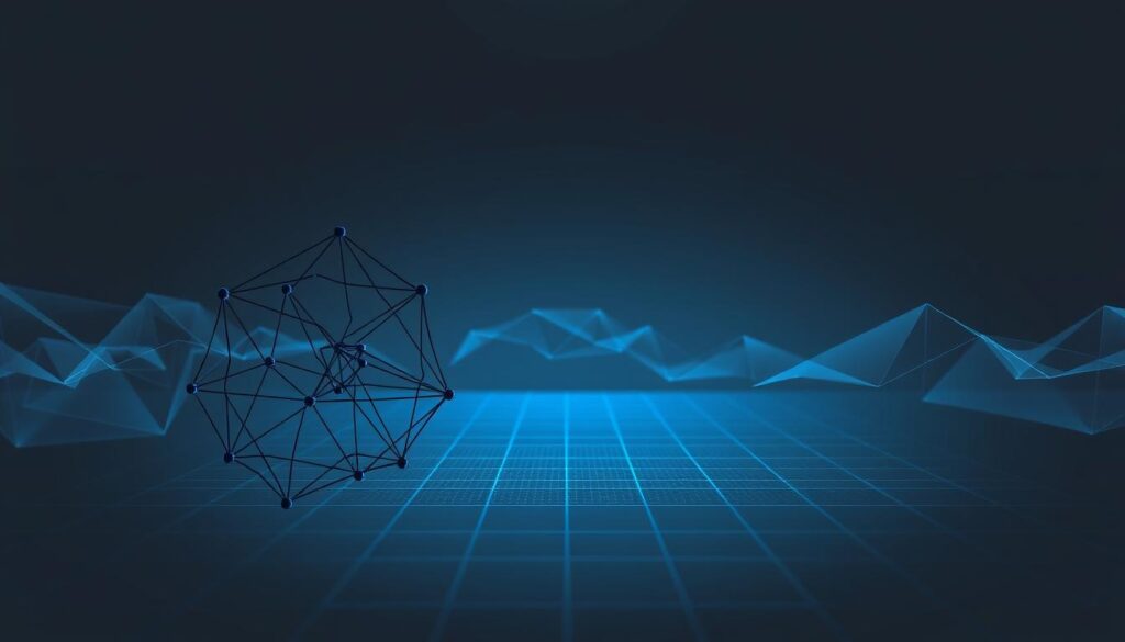 A sleek, modern illustration of neural network architectures, rendered in a sophisticated, minimalist style. The foreground features a bold, abstract depiction of interconnected neural layers, with elegant curves and sharp edges conveying the complexity of deep learning models. The middle ground showcases a subtle grid-like pattern, hinting at the underlying computational framework. In the background, a muted color palette of grays and blues creates a sense of depth and technical sophistication, complementing the forward-facing neural network elements. Crisp lighting from multiple angles highlights the three-dimensional structure, while a slight depth-of-field blur adds a touch of refinement. The overall mood is one of analytical precision and cutting-edge innovation, befitting the "How GEN AI Works" section of the article.