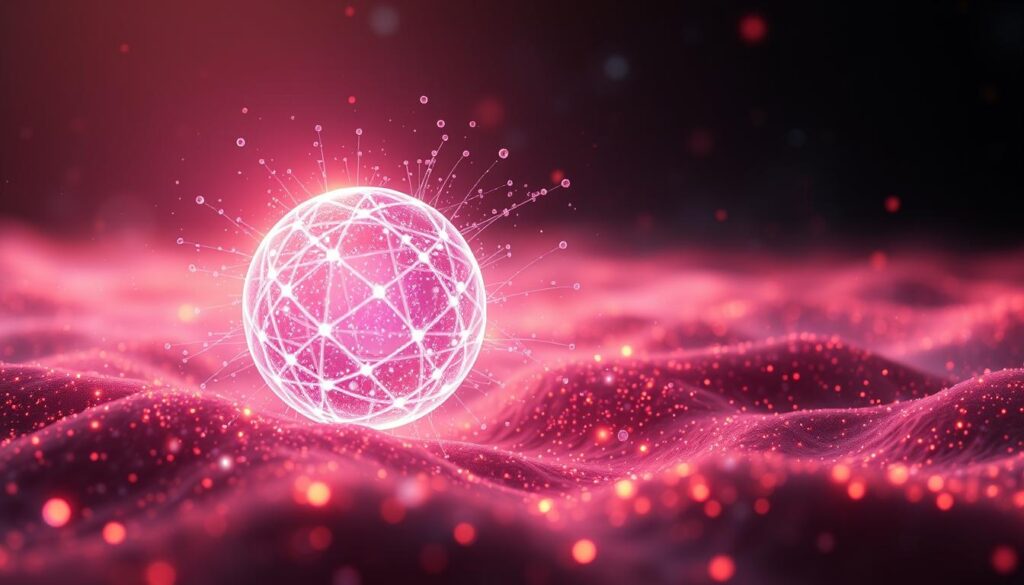 A vibrant scene of quantum superposition, illuminated by a soft, ethereal glow. In the foreground, a shimmering sphere of pure energy, its atoms in a state of quantum flux, existing in multiple states simultaneously. Surrounding it, a mesmerizing field of quantum particles, their trajectories blurred and indistinct, defying classical physics. In the background, a vast, abstract landscape of shifting, interconnected energy fields, hinting at the profound interconnectedness of the quantum realm. The entire composition is infused with a sense of mystery and wonder, inviting the viewer to contemplate the hidden complexities of the subatomic world.